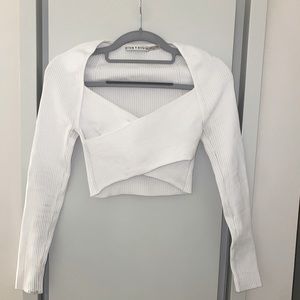 alice+olivia Annis Twist-Front Crop Top